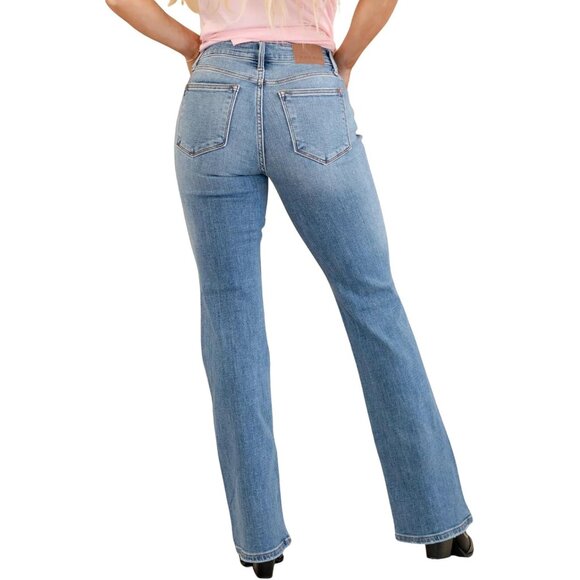 Women's Mid Rise Vintage Bootcut Jeans Medium Blue 15 Durable Comfortable - Picture 4 of 6